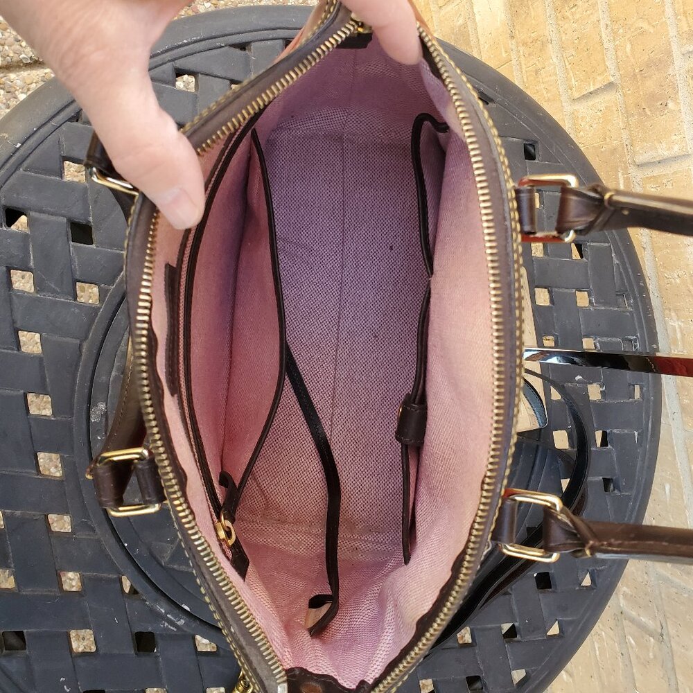 Dooney & Bourke Red & Brown Leather Croc Bag - Picture 3 of 10